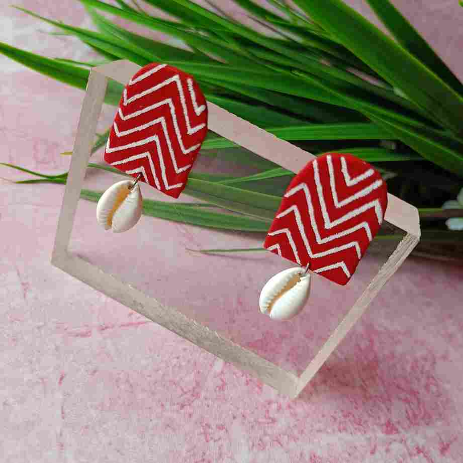 HAND PAINTED ANIYA EARRINGS RED - TelaNaari
