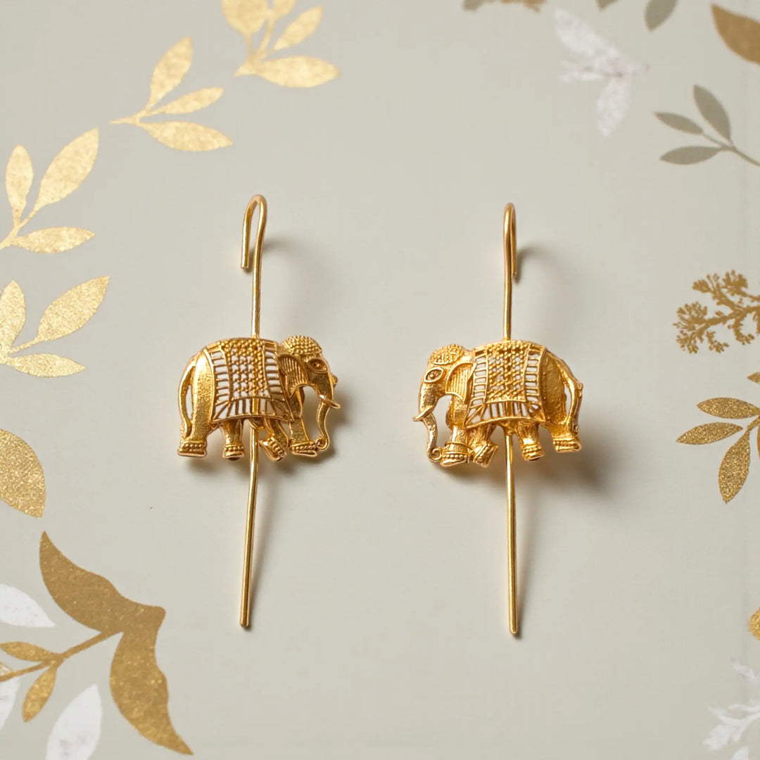 Handcrafted Gold Plated Elephant Earcuff for Women featuring elegant elephant motif – Perfect Festive Jewellery Gift by Tela Naari