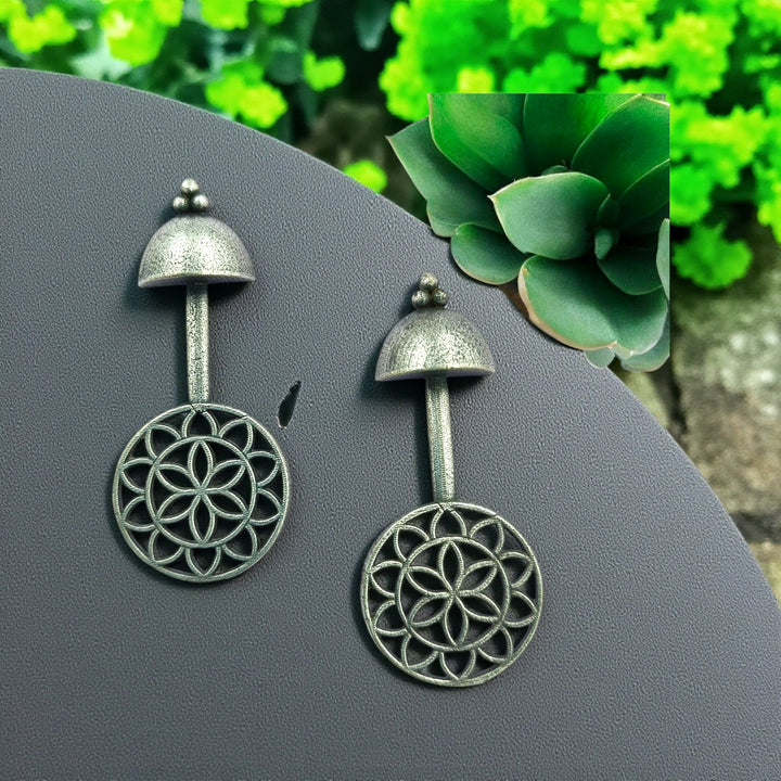 Classic Antique Ashvi Silver Oxidised Earrings
