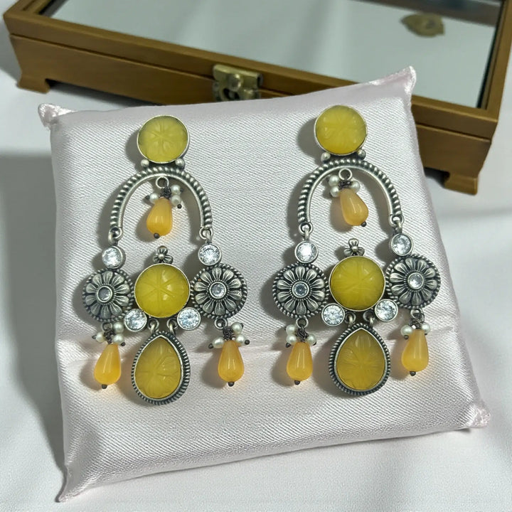 Classic Elegant Vaani Silver Oxidised Dangler Earrings