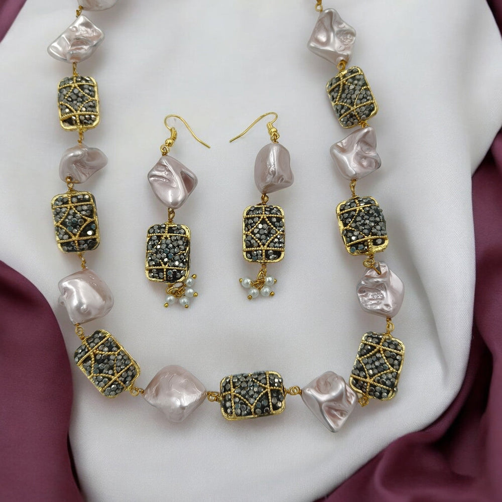 Elegant Girisha Baroque Pink Pearl Mala - TelaNaari