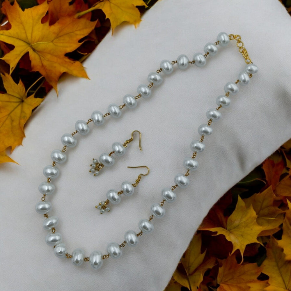 Elegant Himansi White Pearl Mala - TelaNaari