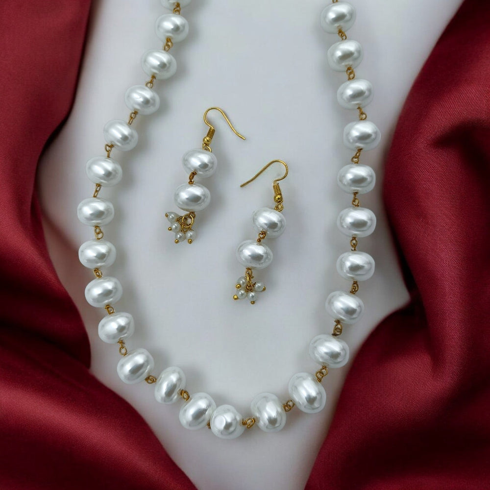 Elegant Himansi White Pearl Mala - TelaNaari