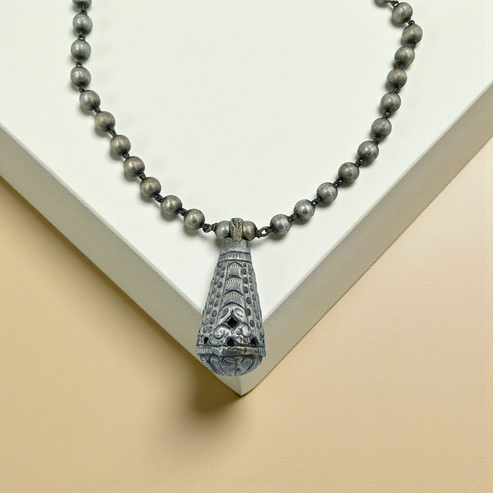 Elegant Vintage Shivana Silver Oxidised Necklace Set