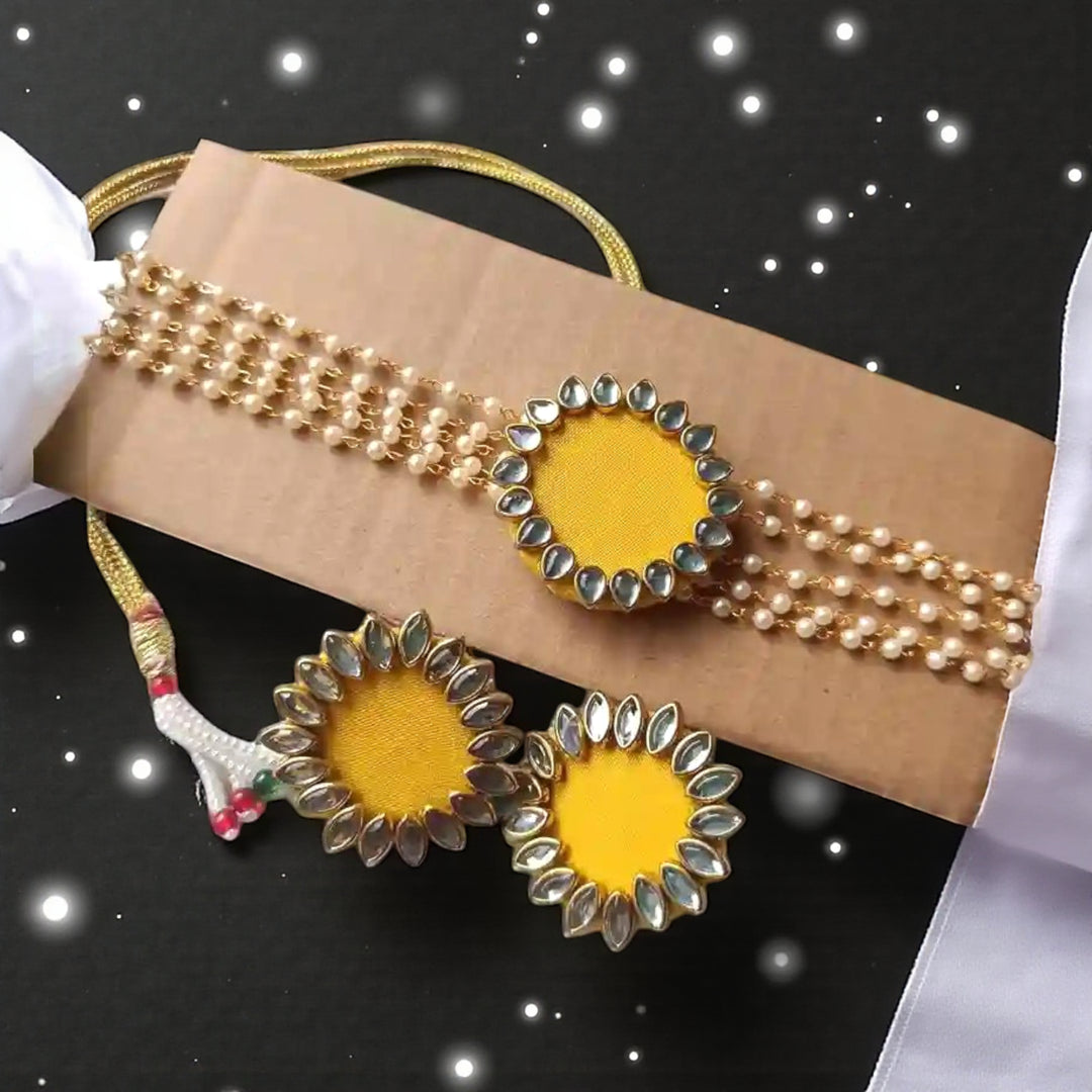 Navya Yellow Handmade Fabric Choker Necklace