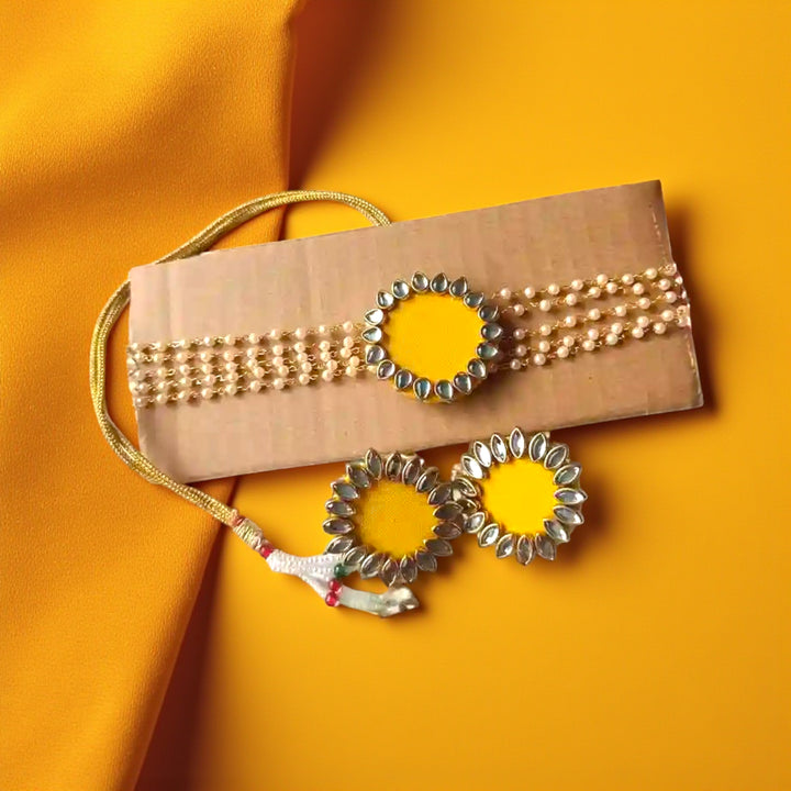 Navya Yellow Handmade Fabric Choker Necklace