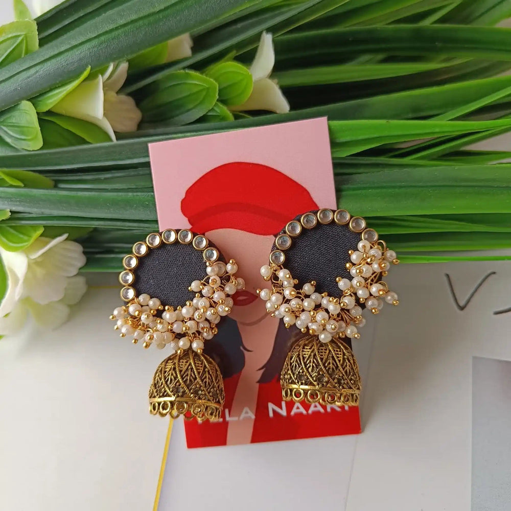 HANDMADE EARRINGS FABRIC FANTASIA BLACK - TelaNaari