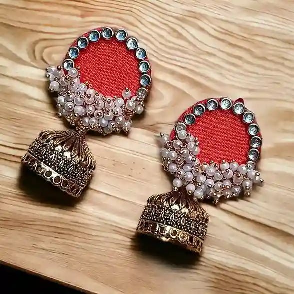 HANDMADE EARRINGS FABRIC FANTASIA ORANGE - TelaNaari