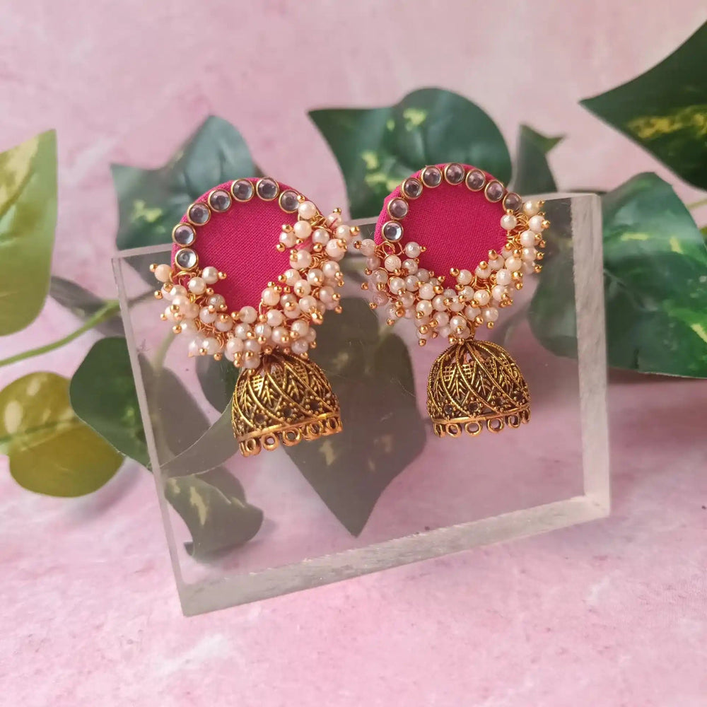 HANDMADE EARRINGS FABRIC FANTASIA PINK - TelaNaari