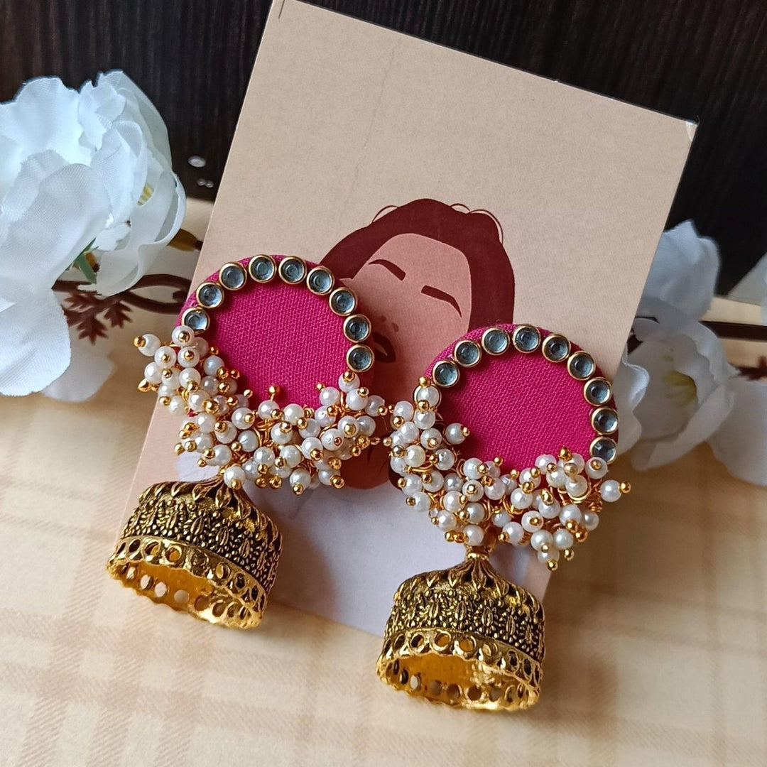 TRADITIONAL HANDMADE FABRIC FANTASIA PINK EARRINGS – TelaNaari