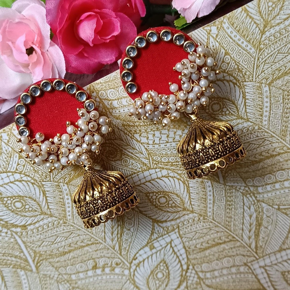 HANDMADE EARRINGS FABRIC FANTASIA RED - TelaNaari