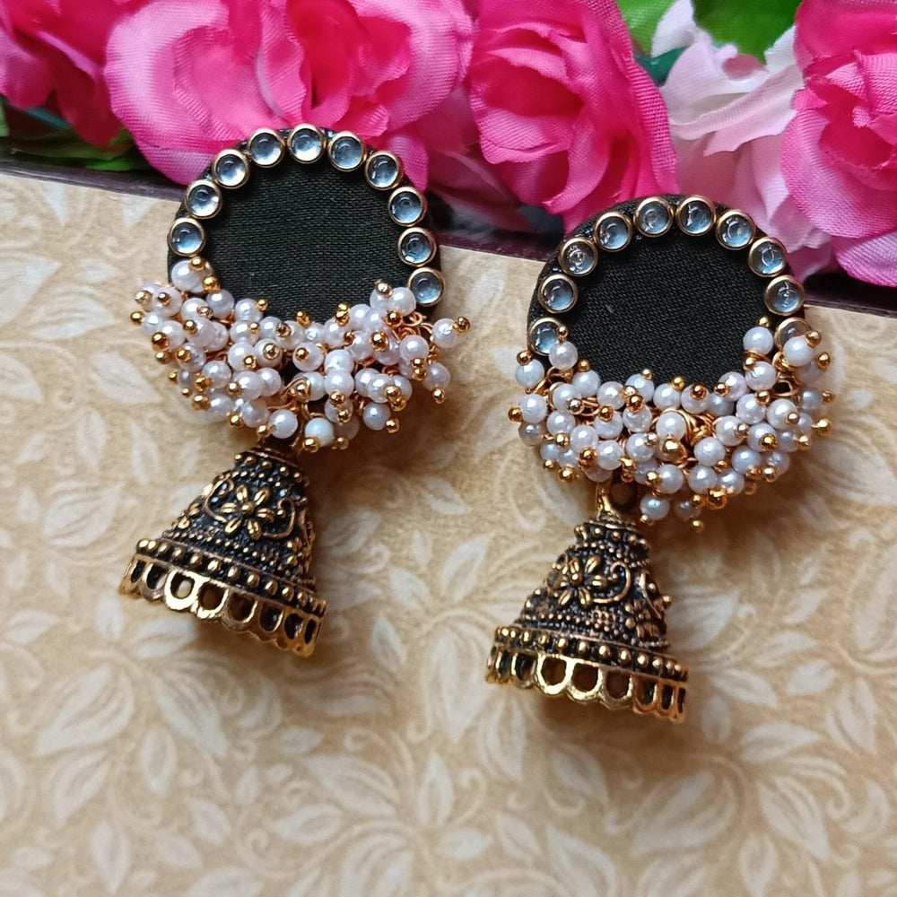 HANDMADE EARRINGS FABRIC FANTASIA SAP GREEN - TelaNaari