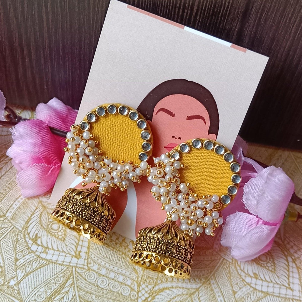 HANDMADE EARRINGS FABRIC FANTASIA YELLOW - TelaNaari