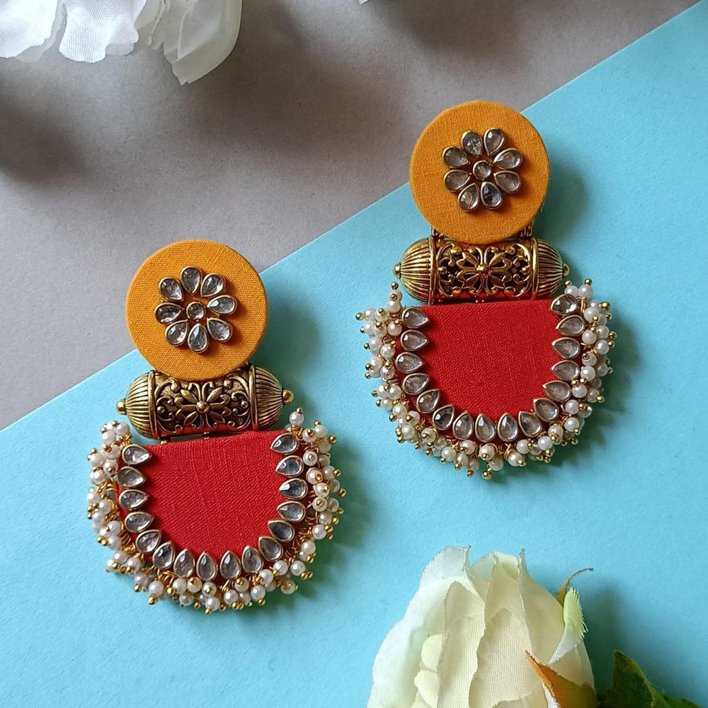 HANDMADE EARRINGS YELLOW & RED INAYA - TelaNaari