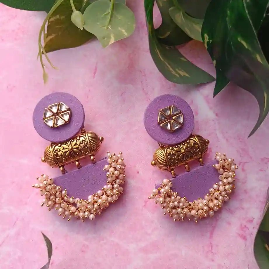 HANDMADE FABRIC EARRINGS JULIAN LIGHT PURPLE - TelaNaari