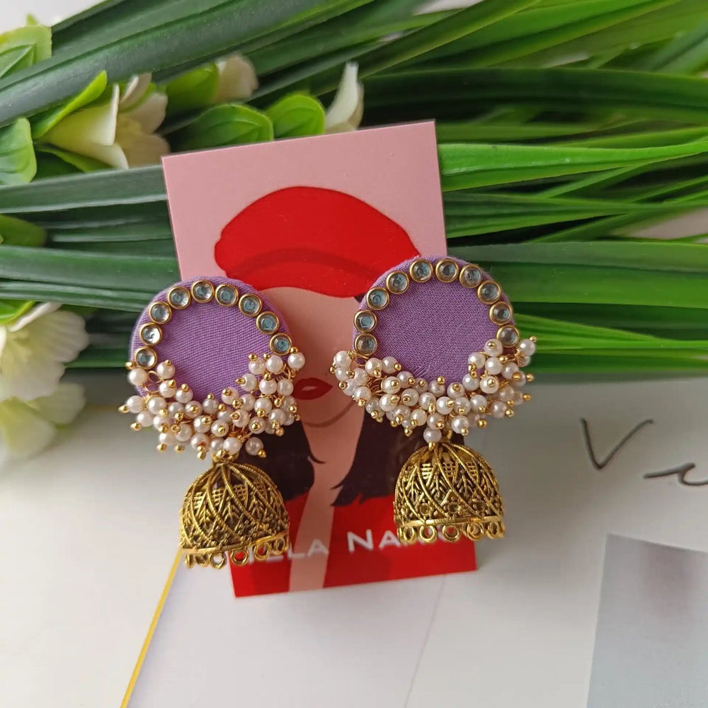 Tela Naari - Handmade Fabric Fantasia Light Purple Earrings - TelaNaari