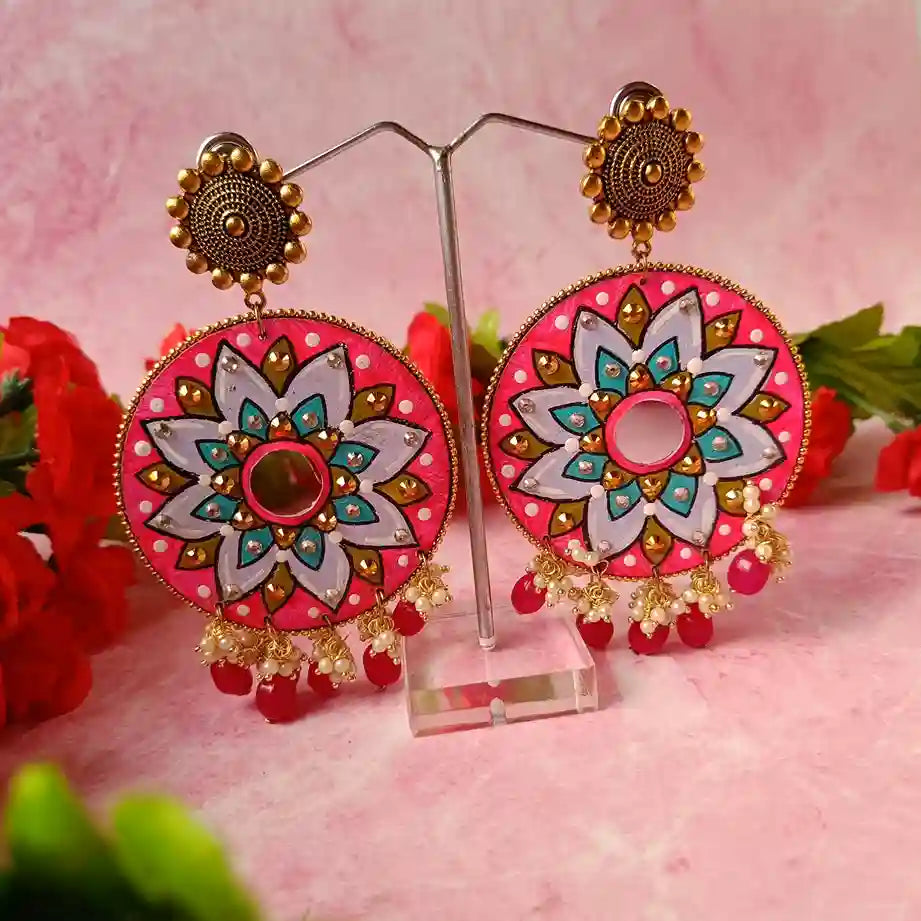 Tela Naari - Mandala Hand Painted Earrings Jiya - TelaNaari