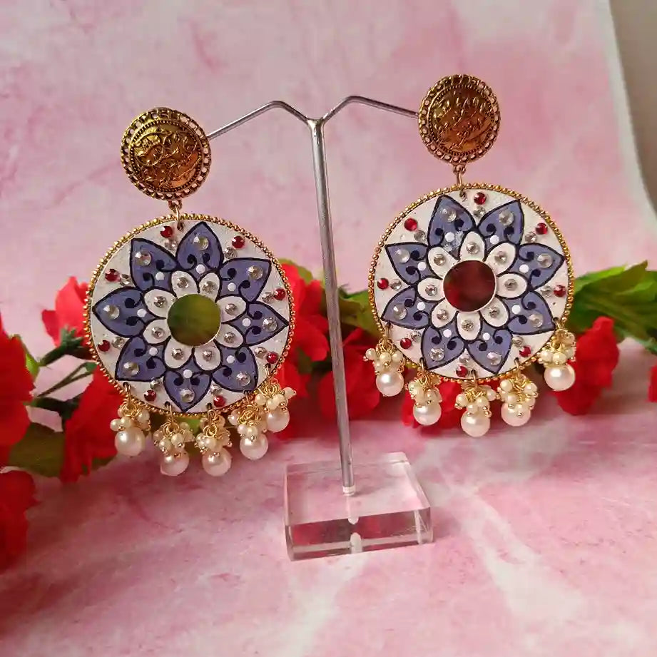 Tela Naari - Mandala Hand Painted Earrings Nusrat - TelaNaari