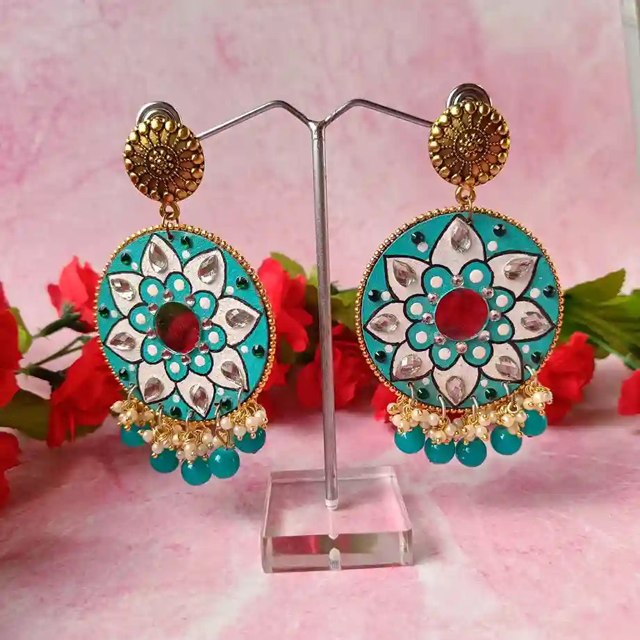 Tela Naari - Mandala Hand Painted Earrings Ruksha - TelaNaari