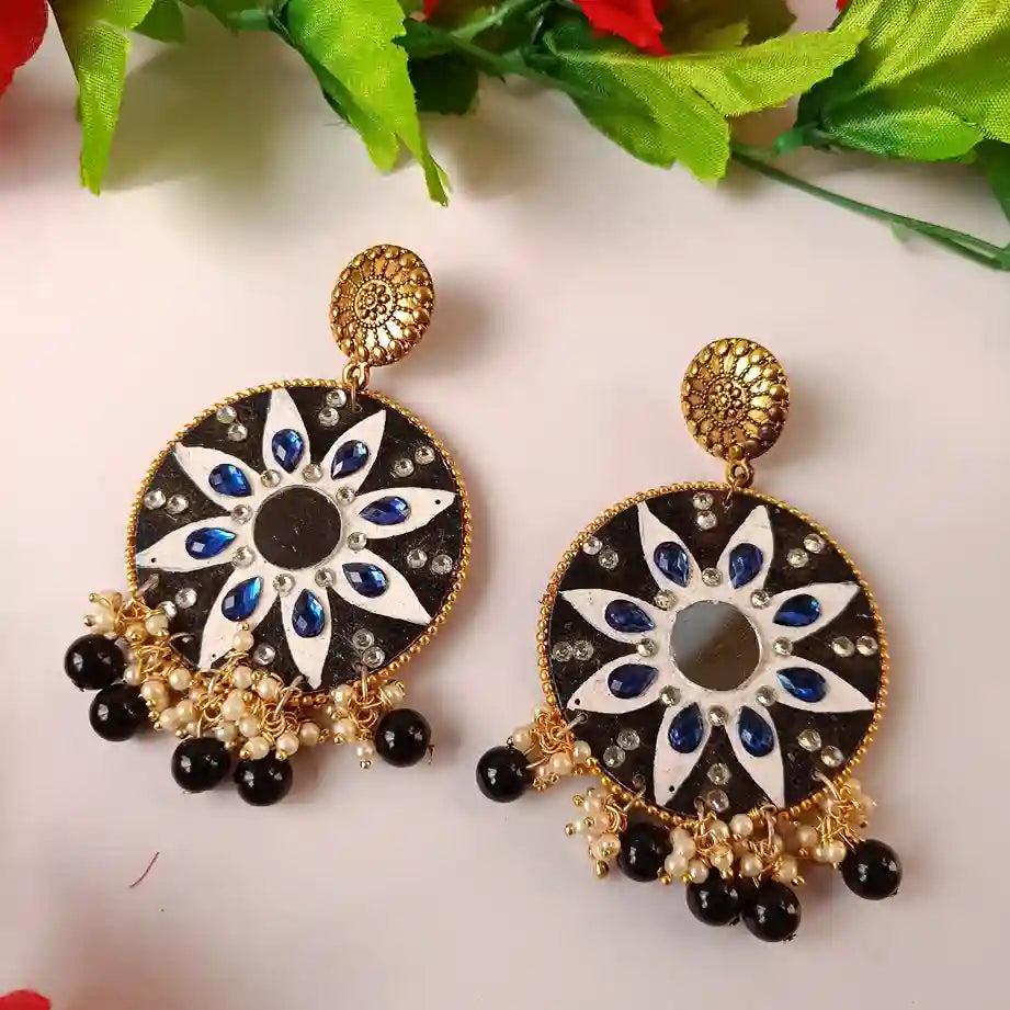 Tela Naari - Mandala Hand Painted Earrings Sanaya - TelaNaari