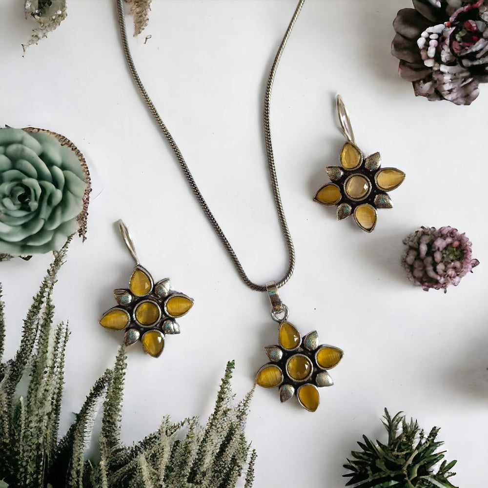 Silver Oxidised Choker Necklace Set With Earrings Rubi - TelaNaari