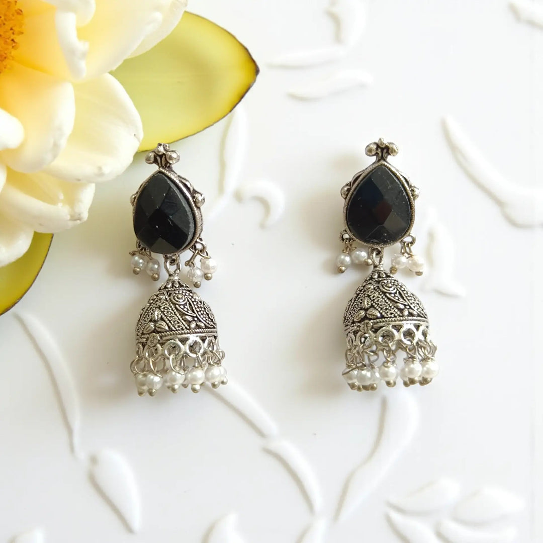 Silver Oxidised Classic Whimsy Jhumki Earrings Arika