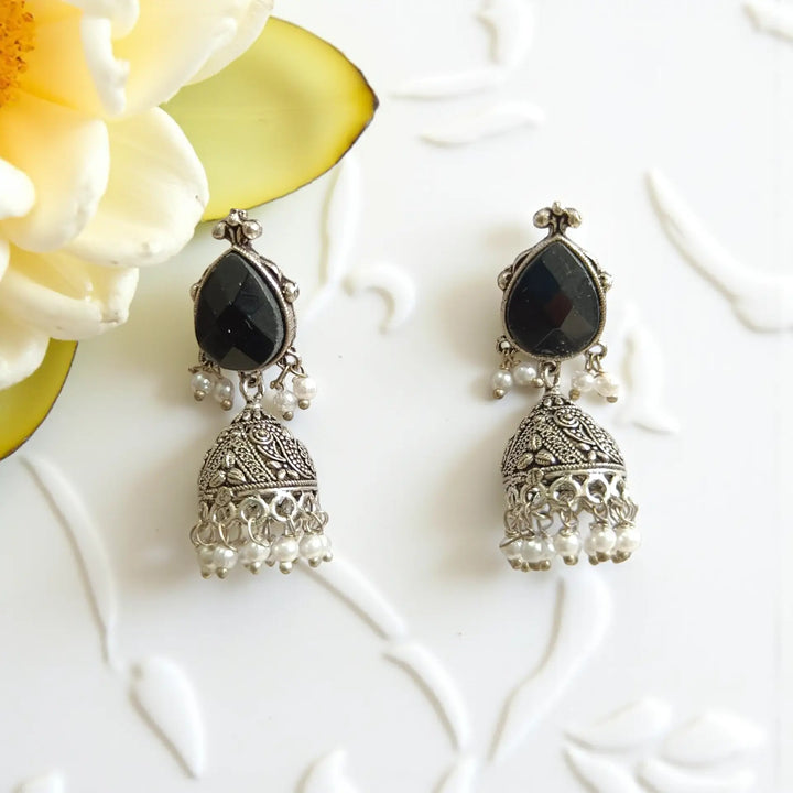 Silver Oxidised Classic Whimsy Jhumki Earrings Arika