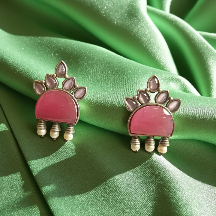 Telanaari Silver Oxidised Ethnic Grace Earrings Nanda