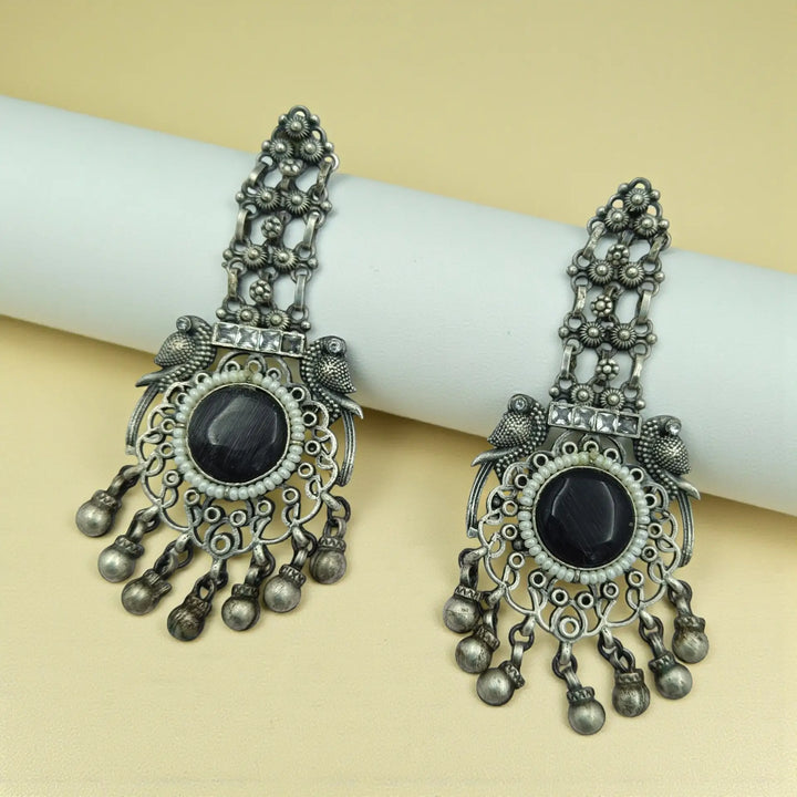 Timeless Elegance Aarna Bird Oxidised Silver-Plated Dangler Earrings