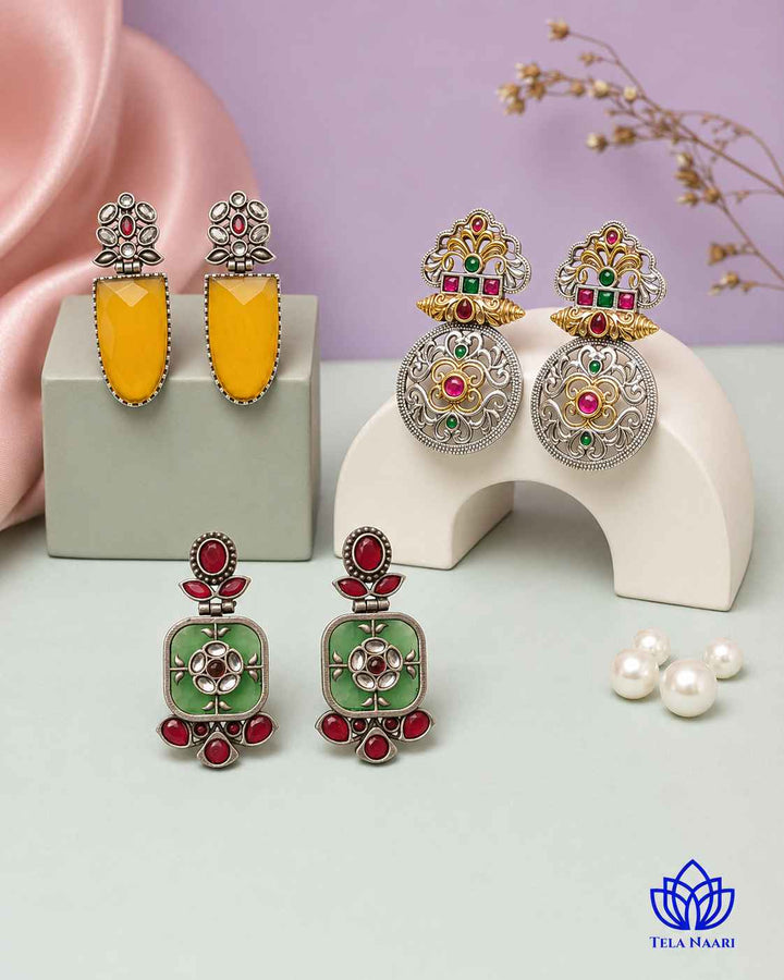 Top view: Primrose Festive Hamper with 3 Pairs of Earrings, a gift for sister
