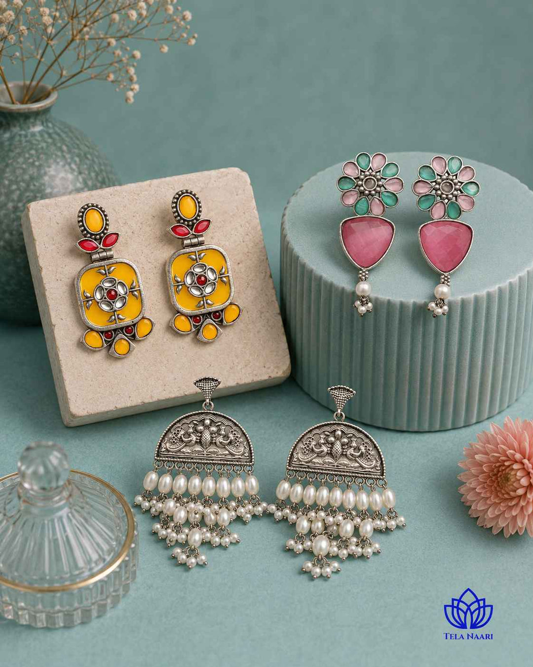 Trio of earrings in the Poppy Hamper&