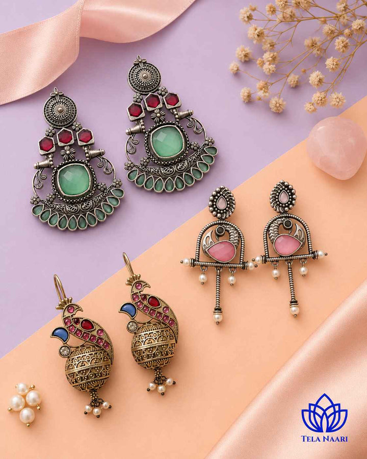 Trio of earrings in the Zara Hamper with contemporary elegance, a gift for colleague