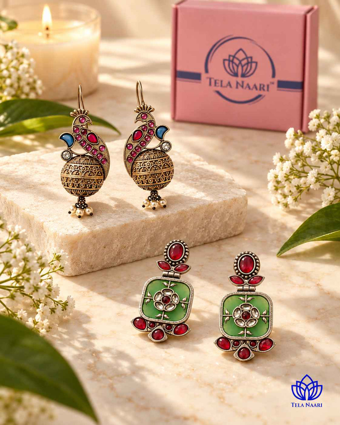 Two earring pairs in the Stella Hamper, a gift for bhabhi