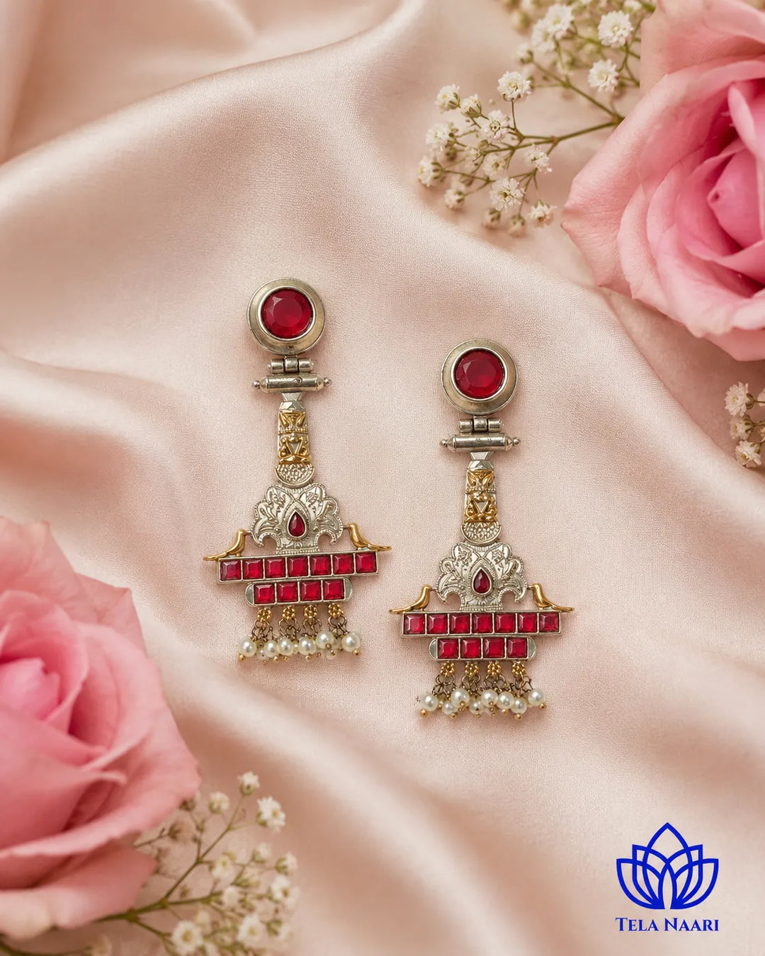 Anti-tarnish treatment keeps this temple earring&
