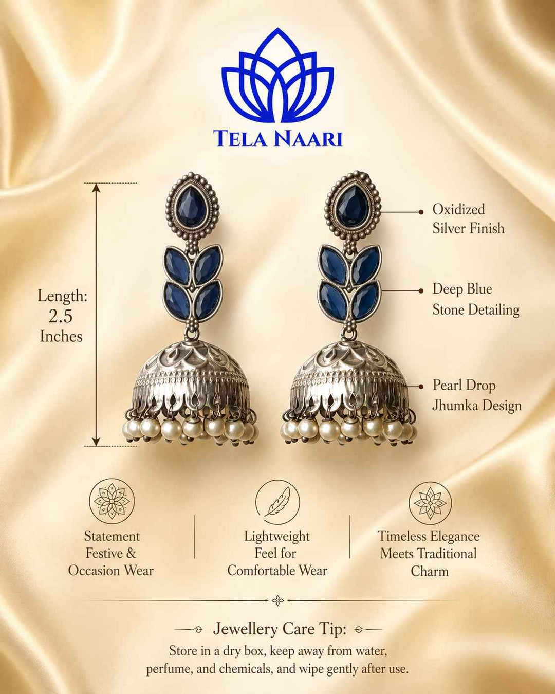 Teardrop silhouette curves gently into the jhumka&